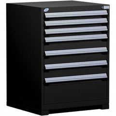 Rousseau Metal - 7 Drawer Black Steel Modular Storage Cabinet - Exact Tool & Supply