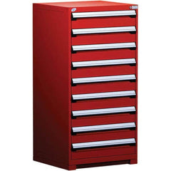 Rousseau Metal - 9 Drawer Flame Red Steel Modular Storage Cabinet - Exact Tool & Supply