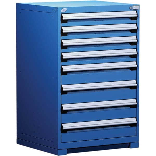 Rousseau Metal - 8 Drawer Avalanche Blue Steel Modular Storage Cabinet - Exact Tool & Supply