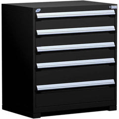 Rousseau Metal - 5 Drawer Black Steel Modular Storage Cabinet - Exact Tool & Supply