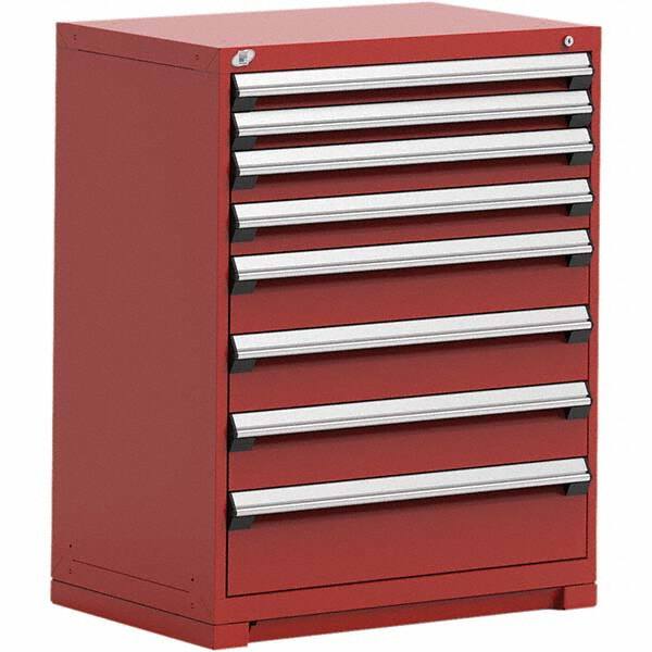 Rousseau Metal - 8 Drawer Flame Red Steel Modular Storage Cabinet - Exact Tool & Supply