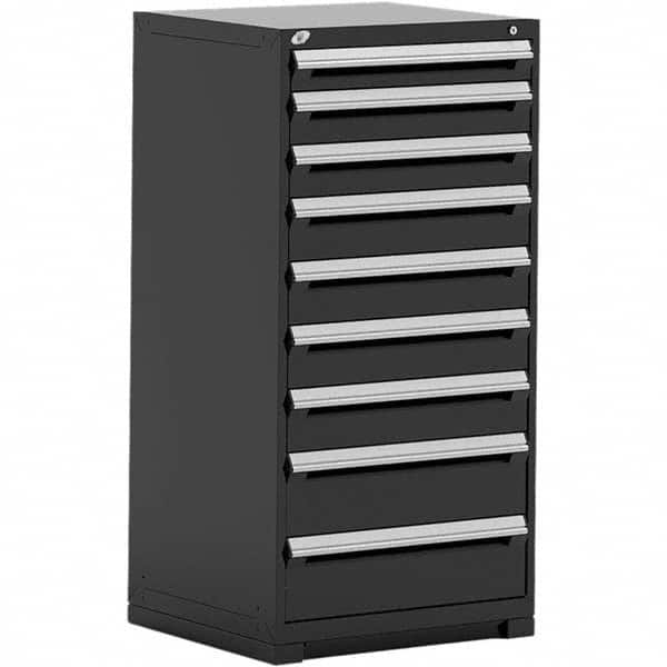 Rousseau Metal - 9 Drawer Black Steel Modular Storage Cabinet - Exact Tool & Supply