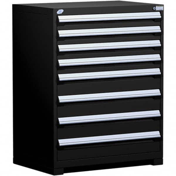 Rousseau Metal - 8 Drawer Black Steel Modular Storage Cabinet - Exact Tool & Supply