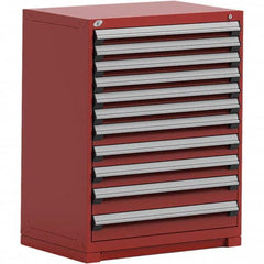 Rousseau Metal - 11 Drawer Flame Red Steel Modular Storage Cabinet - Exact Tool & Supply