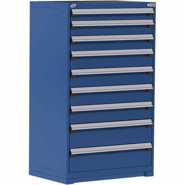 Rousseau Metal - 9 Drawer Avalanche Blue Steel Modular Storage Cabinet - Exact Tool & Supply