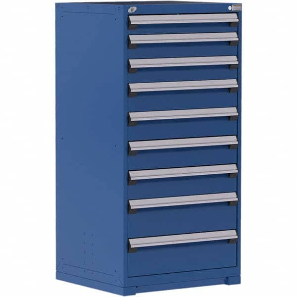 Rousseau Metal - 9 Drawer Avalanche Blue Steel Modular Storage Cabinet - Exact Tool & Supply