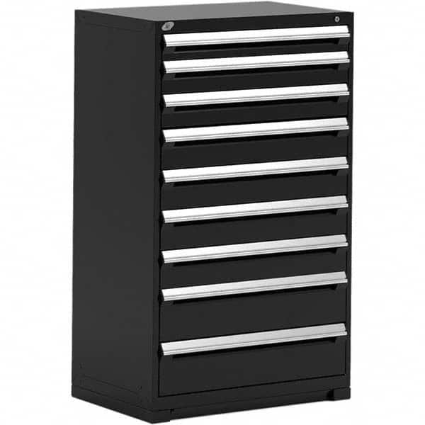 Rousseau Metal - 9 Drawer Black Steel Modular Storage Cabinet - Exact Tool & Supply