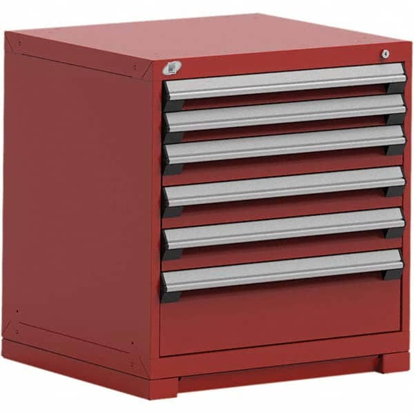 Rousseau Metal - 6 Drawer Flame Red Steel Modular Storage Cabinet - Exact Tool & Supply