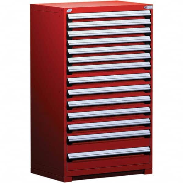 Rousseau Metal - 14 Drawer Flame Red Steel Modular Storage Cabinet - Exact Tool & Supply