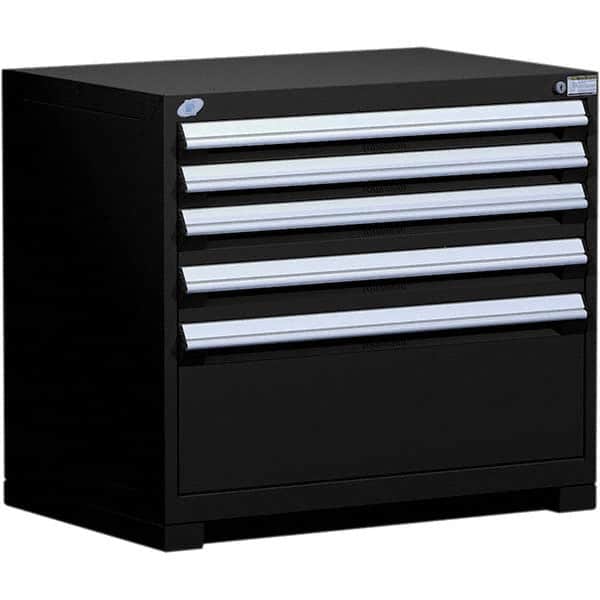 Rousseau Metal - 5 Drawer Black Steel Modular Storage Cabinet - Exact Tool & Supply