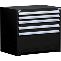 Rousseau Metal - 5 Drawer Black Steel Modular Storage Cabinet - Exact Tool & Supply