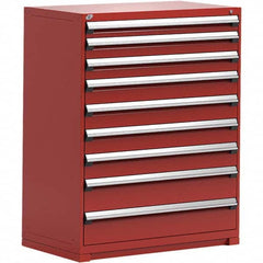 Rousseau Metal - 9 Drawer Flame Red Steel Modular Storage Cabinet - Exact Tool & Supply