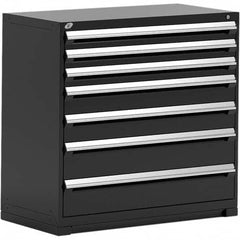 Rousseau Metal - 7 Drawer Black Steel Modular Storage Cabinet - Exact Tool & Supply