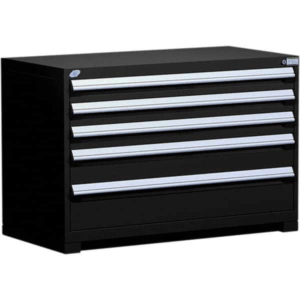 Rousseau Metal - 5 Drawer Black Steel Modular Storage Cabinet - Exact Tool & Supply