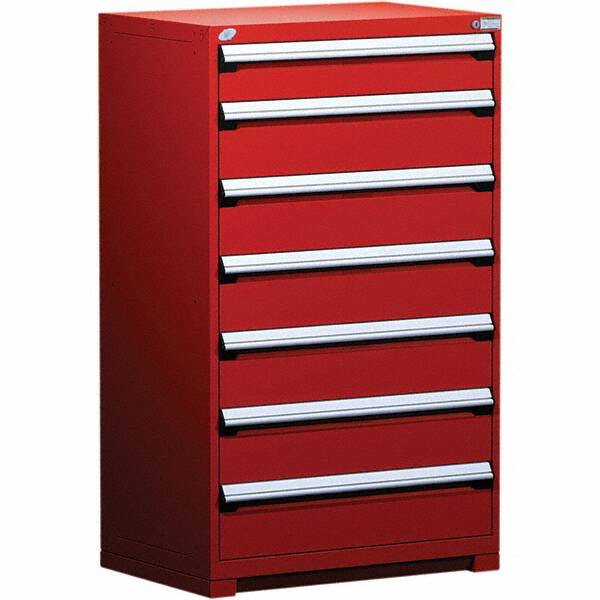 Rousseau Metal - 7 Drawer Flame Red Steel Modular Storage Cabinet - Exact Tool & Supply