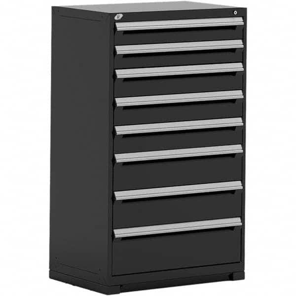 Rousseau Metal - 8 Drawer Black Steel Modular Storage Cabinet - Exact Tool & Supply