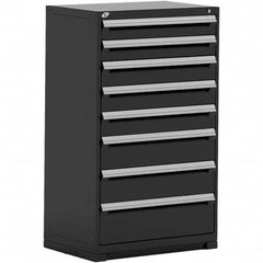 Rousseau Metal - 8 Drawer Black Steel Modular Storage Cabinet - Exact Tool & Supply