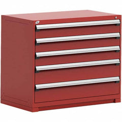 Rousseau Metal - 5 Drawer Flame Red Steel Modular Storage Cabinet - Exact Tool & Supply