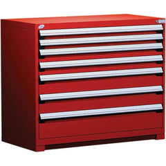 Rousseau Metal - 7 Drawer Flame Red Steel Modular Storage Cabinet - Exact Tool & Supply