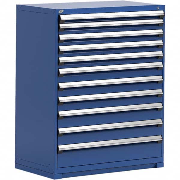 Rousseau Metal - 11 Drawer Avalanche Blue Steel Modular Storage Cabinet - Exact Tool & Supply