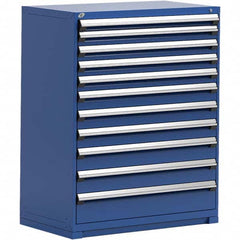 Rousseau Metal - 11 Drawer Avalanche Blue Steel Modular Storage Cabinet - Exact Tool & Supply