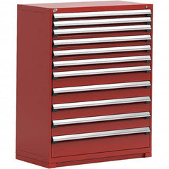 Rousseau Metal - 11 Drawer Flame Red Steel Modular Storage Cabinet - Exact Tool & Supply