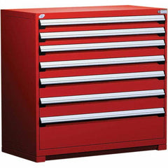 Rousseau Metal - 7 Drawer Flame Red Steel Modular Storage Cabinet - Exact Tool & Supply
