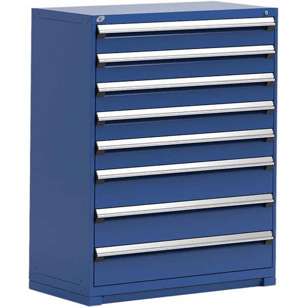 Rousseau Metal - 8 Drawer Avalanche Blue Steel Modular Storage Cabinet - Exact Tool & Supply