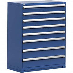 Rousseau Metal - 8 Drawer Avalanche Blue Steel Modular Storage Cabinet - Exact Tool & Supply