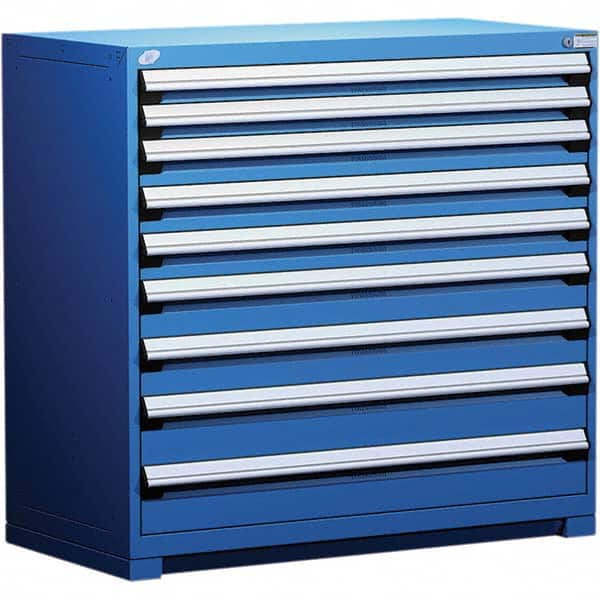Rousseau Metal - 9 Drawer Avalanche Blue Steel Modular Storage Cabinet - Exact Tool & Supply