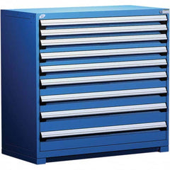 Rousseau Metal - 9 Drawer Avalanche Blue Steel Modular Storage Cabinet - Exact Tool & Supply