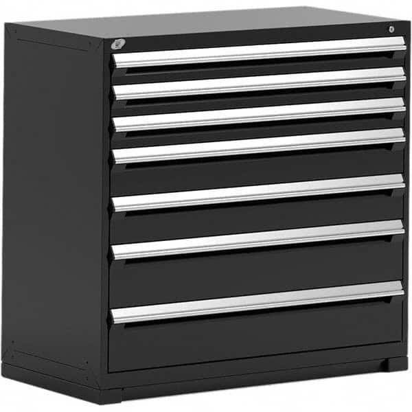 Rousseau Metal - 7 Drawer Black Steel Modular Storage Cabinet - Exact Tool & Supply