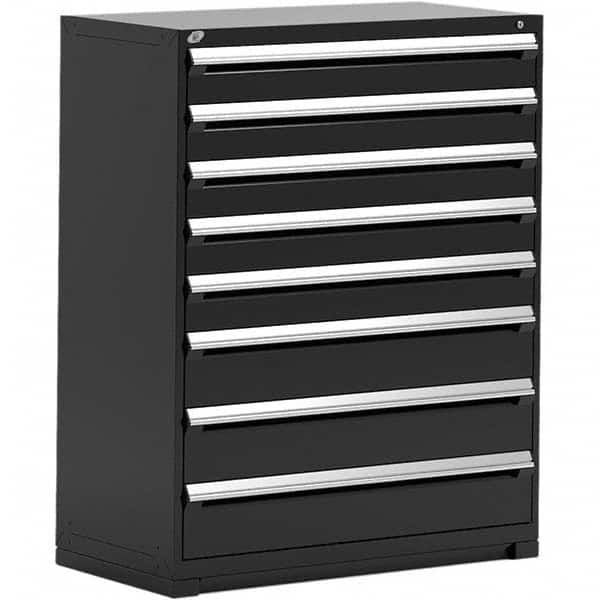 Rousseau Metal - 8 Drawer Black Steel Modular Storage Cabinet - Exact Tool & Supply