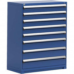 Rousseau Metal - 8 Drawer Avalanche Blue Steel Modular Storage Cabinet - Exact Tool & Supply