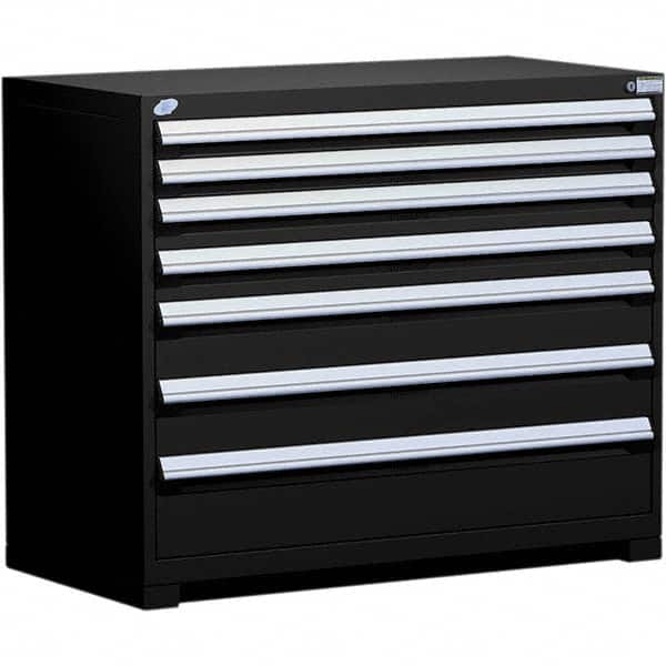 Rousseau Metal - 7 Drawer Black Steel Modular Storage Cabinet - Exact Tool & Supply