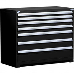 Rousseau Metal - 7 Drawer Black Steel Modular Storage Cabinet - Exact Tool & Supply