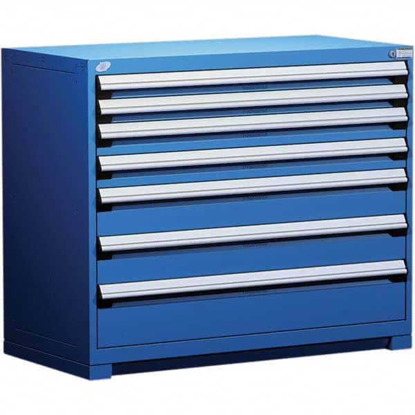 Rousseau Metal - 7 Drawer Avalanche Blue Steel Modular Storage Cabinet - Exact Tool & Supply