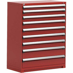 Rousseau Metal - 9 Drawer Flame Red Steel Modular Storage Cabinet - Exact Tool & Supply