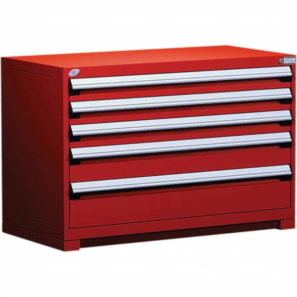 Rousseau Metal - 5 Drawer Flame Red Steel Modular Storage Cabinet - Exact Tool & Supply