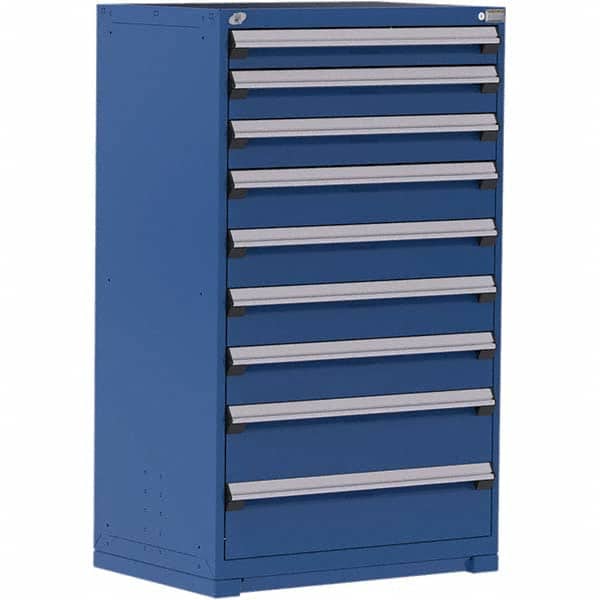 Rousseau Metal - 9 Drawer Avalanche Blue Steel Modular Storage Cabinet - Exact Tool & Supply