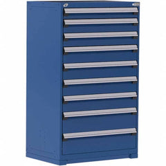 Rousseau Metal - 9 Drawer Avalanche Blue Steel Modular Storage Cabinet - Exact Tool & Supply