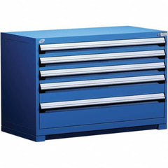 Rousseau Metal - 5 Drawer Avalanche Blue Steel Modular Storage Cabinet - Exact Tool & Supply