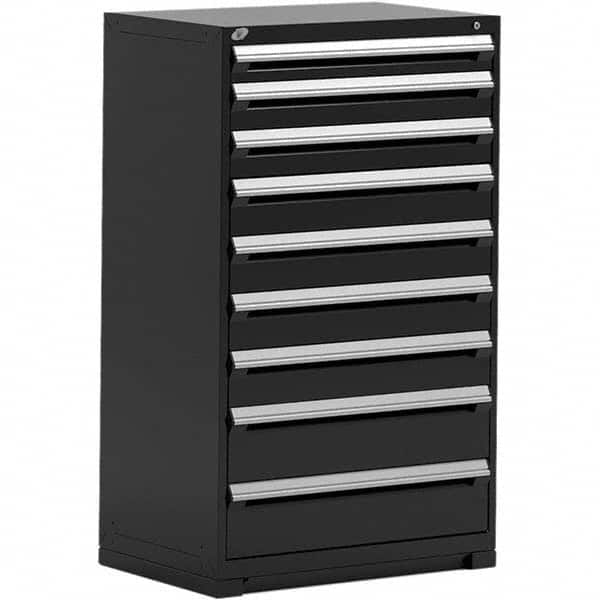 Rousseau Metal - 9 Drawer Black Steel Modular Storage Cabinet - Exact Tool & Supply