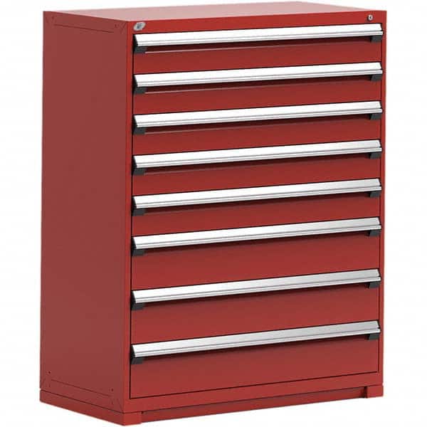 Rousseau Metal - 8 Drawer Flame Red Steel Modular Storage Cabinet - Exact Tool & Supply