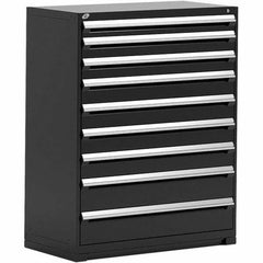 Rousseau Metal - 9 Drawer Black Steel Modular Storage Cabinet - Exact Tool & Supply