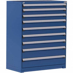 Rousseau Metal - 9 Drawer Avalanche Blue Steel Modular Storage Cabinet - Exact Tool & Supply