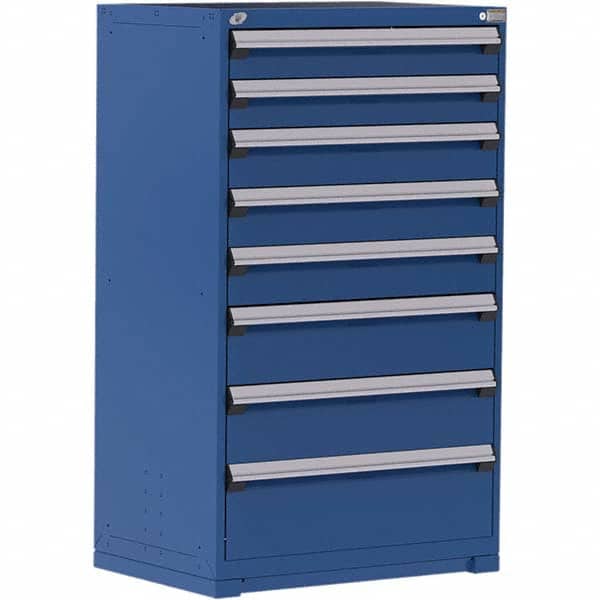 Rousseau Metal - 8 Drawer Avalanche Blue Steel Modular Storage Cabinet - Exact Tool & Supply