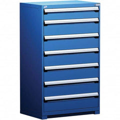 Rousseau Metal - 7 Drawer Avalanche Blue Steel Modular Storage Cabinet - Exact Tool & Supply