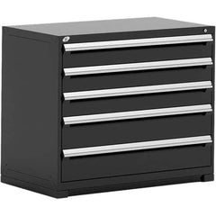 Rousseau Metal - 5 Drawer Black Steel Modular Storage Cabinet - Exact Tool & Supply