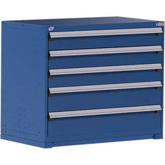 Rousseau Metal - 5 Drawer Avalanche Blue Steel Modular Storage Cabinet - Exact Tool & Supply
